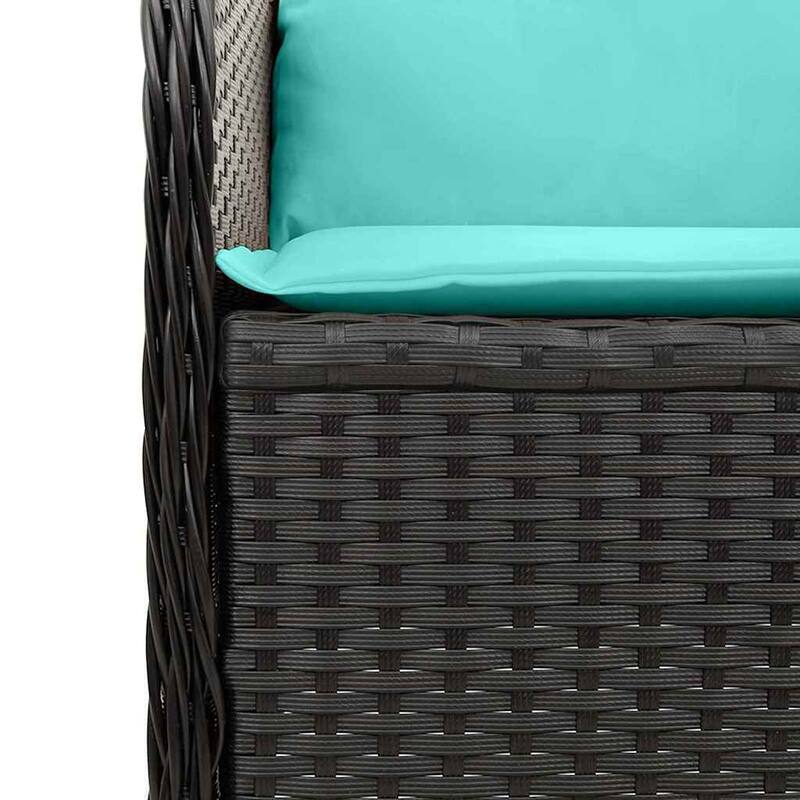 vidaXL Garden Bench with Cushion Brown Poly rattan - 26 x 43 x 37