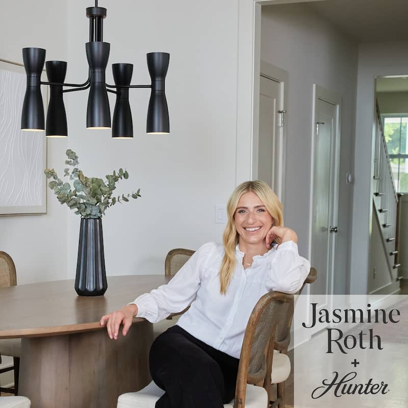 Hunter Zola Black 10-Light Chandelier - Dining Room, Bedroom, Living/Great Room, Foyer - Modern, Mid-Century - Designer!