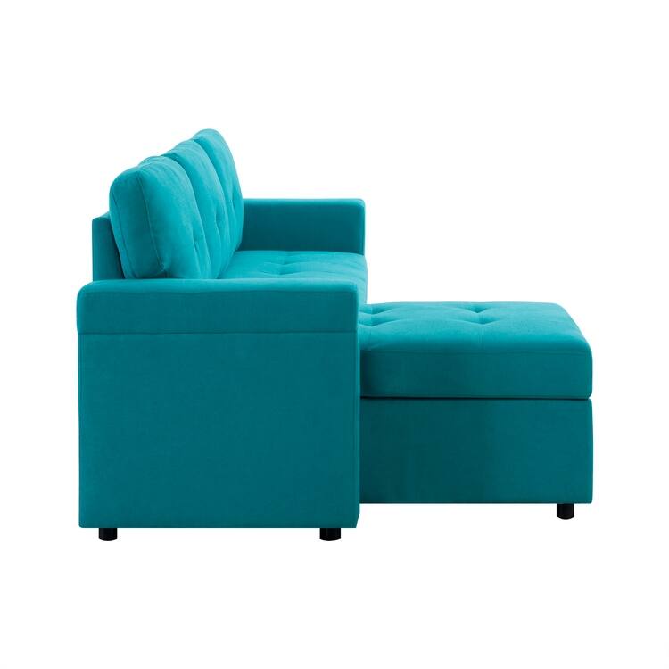 Perry Modern Reversible Sleeper Sectional Sofa with Storage Chaise, Pullout Sleeper Sofa Couch Bed for Living Room