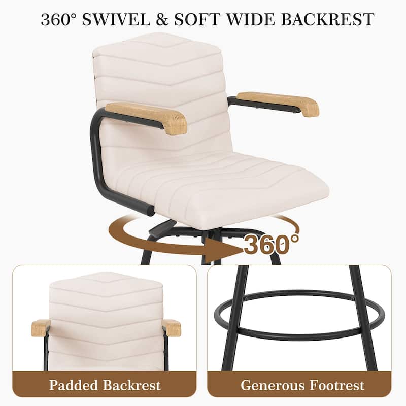 Javlergo Bar Height Bar Chairs Upholstered Bar Stools with Back and Arms Tall Kitchen Island Seating for Home/Commercial Use