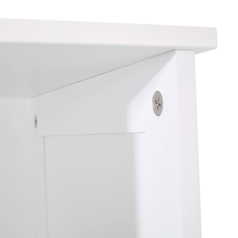 Roomfitters Tall Bathroom Storage Cabinet with Open Shelves and Single Door, Freestanding Organizer