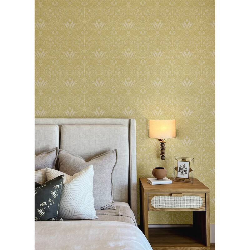 A-Street Prints Mara Yellow Tulip Ogee Wallpaper