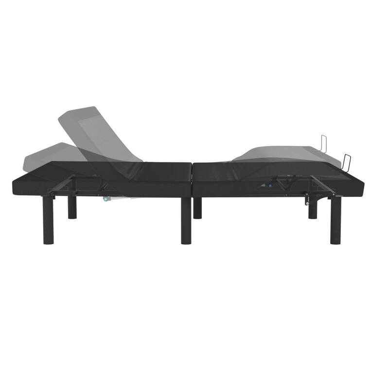 Upholstered Adjustable Bed Base with Wireless Remote in Black