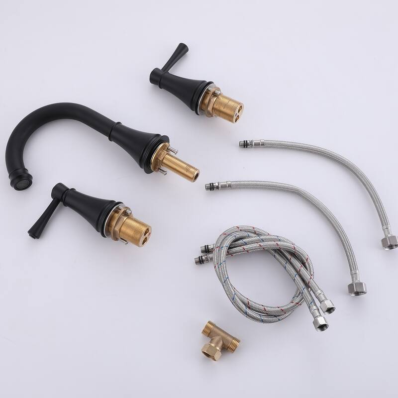 Solid Brass Widespread 2-Handles Bathroom Faucet