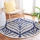 preview thumbnail 103 of 137, SAFAVIEH Handmade Capri Ilianka Wool Rug 3' Round - Navy/Ivory - Round