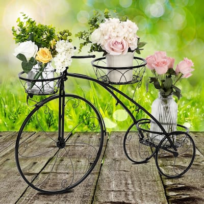 Bicycle Plant Stand Flower Pot Cart Holder For Home Garden Patio