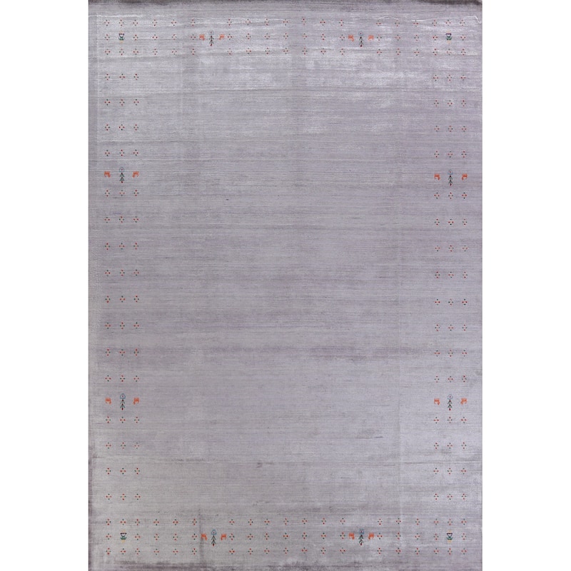 Hand Knotted Oriental 100% Wool Carpet Tribal Tribal Purples Gabbeh Area Rug - 12' 4'' X 9' 2''