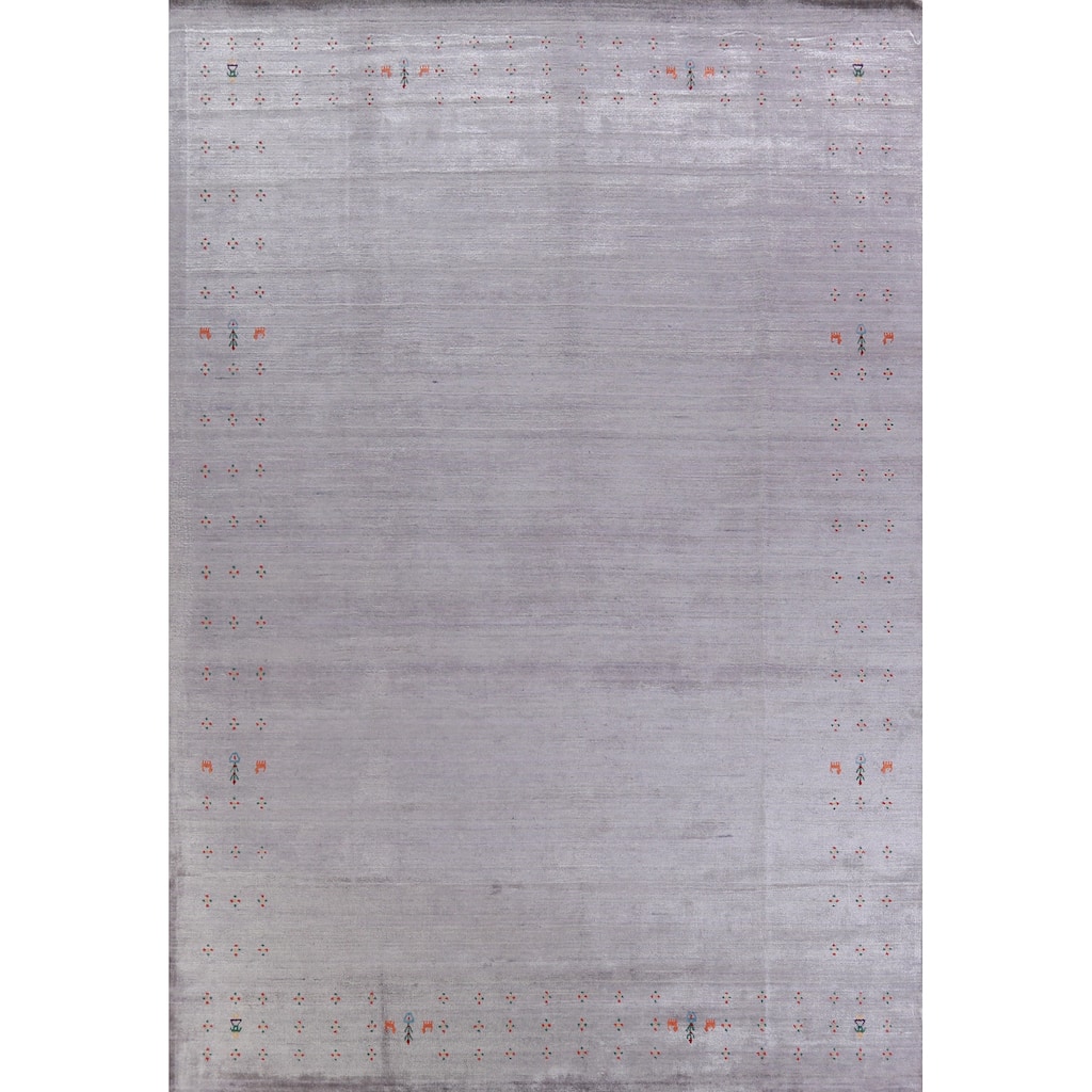 Hand Knotted Oriental 100% Wool Carpet Tribal Tribal Purples Gabbeh Area Rug - 12' 4'' X 9' 2''