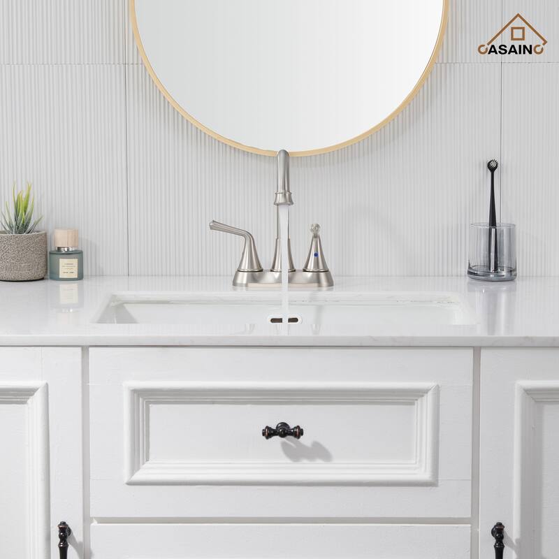 4 in. Centerset Double Handle Bathroom Faucet with Drain Kit Included