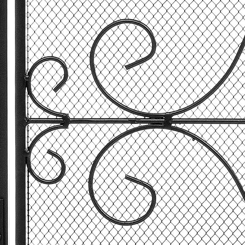 Fashion 2 Panel Black Unique Pattern Iron Fireplace Screen- - 37.8'' x 12.2'' x 31.1''