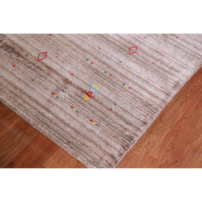 Hand Knotted Oriental 100% Wool Carpet Tribal Tribal Brown Gabbeh Area Rug - 8' 0'' X 8' 1''