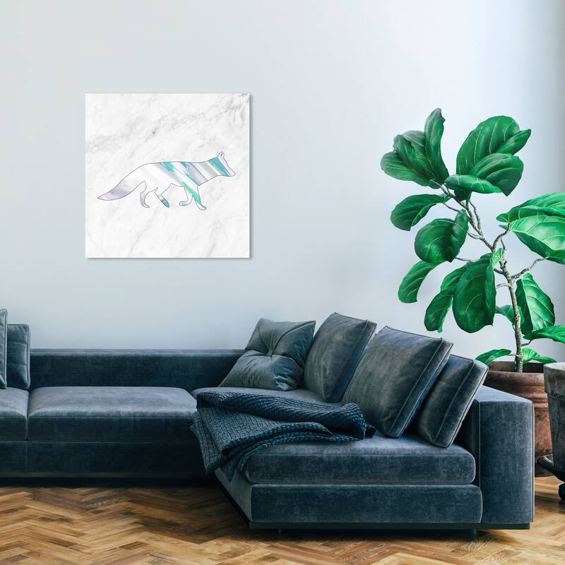 Wynwood Studio Canvas Animals Fox Holo and Marble Gray and Light Gray Modern & Contemporary Wall Art Canvas Print - 30 x 30