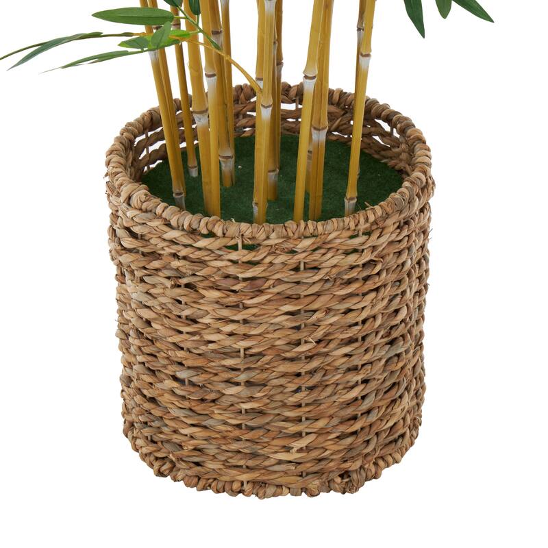Faux Foliage Artificial Tree with Realistic Leaves and Brown Seagrass Pot - Green - Roche River Decor - 27"W x 27"L x 59"H