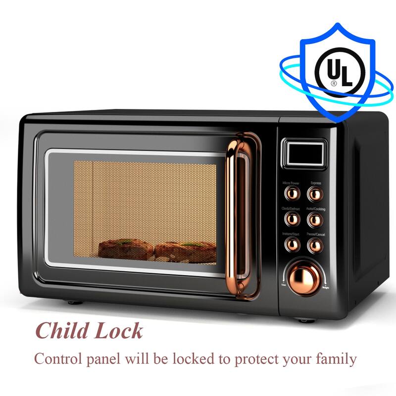 Costway 0.7Cu.ft Retro Countertop Microwave Oven 700W LED Display