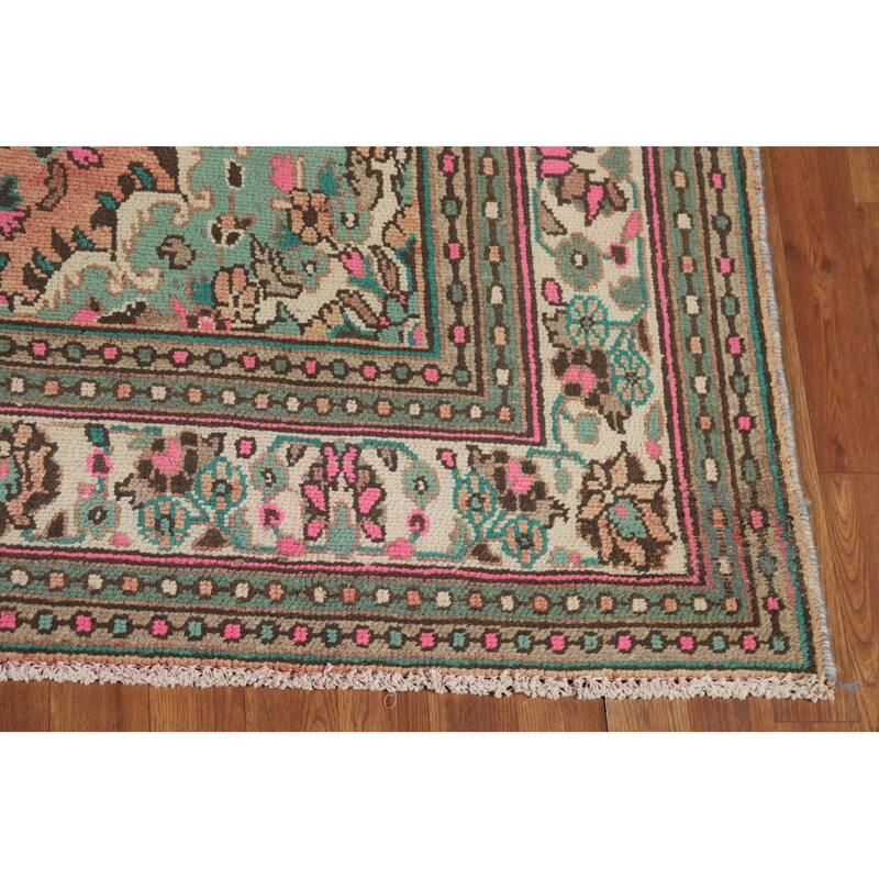 Floral Medallion Hamedan Persian Area Rug Handmade Wool Carpet - 6'8"x 9'8"