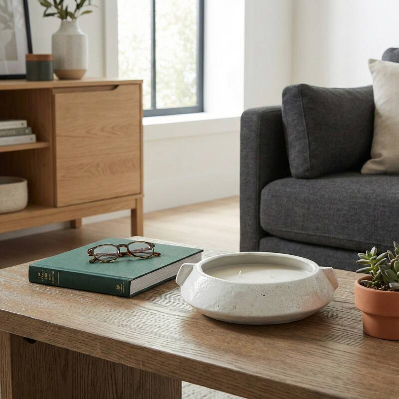 Modern Orange Blossom Citro Scented Candle in Terracotta Bowl - 51oz - 14" - 14.0" - White - 14.0"