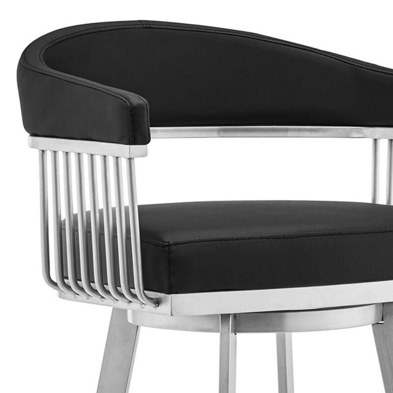 Comfortable Round Seat Low Back Bar Chair with Foam Padding Arms and Footrest for Home Bars