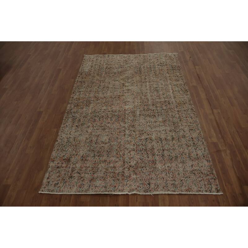 Hand Knotted Oriental 100% Wool Carpet Transitional All-Over Oranges & Rust Anatolian Area Rug - 8' 1'' X 5' 2''