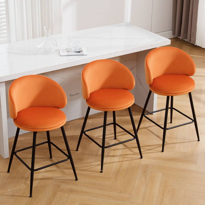 26"/30" Velvet Upholstered Swivel Counter/Bar Stools Set of 2/3