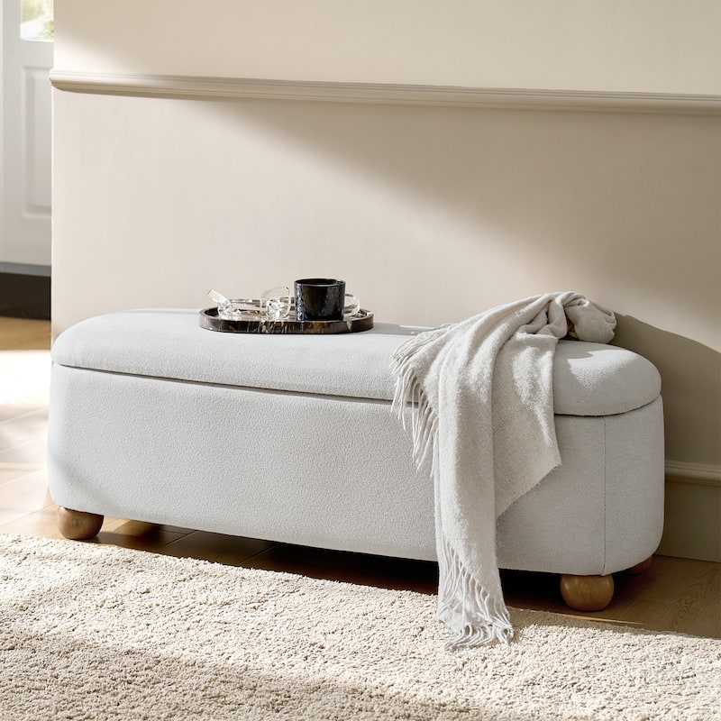 Felipe Modern Storage Bench with Solid Wood Legs by HULALA HOME