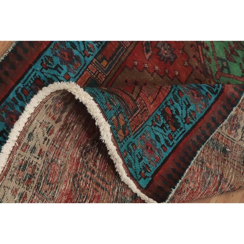 Hand Knotted Oriental 100% Wool Carpet Traditional Tribal Red Ardebil Runner Rug - 10' 7'' X 3' 4''