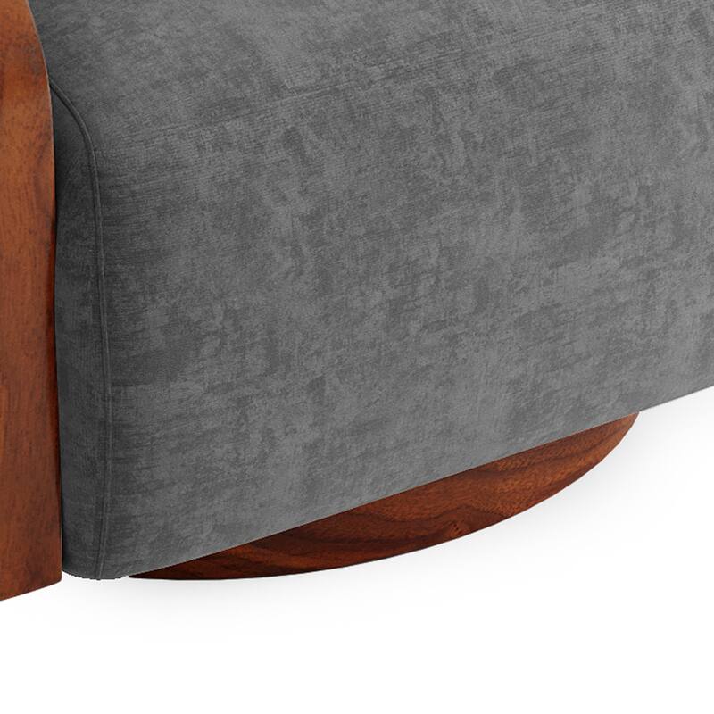 Chenille Modern 360°Swivel Barrel Chair Round Base