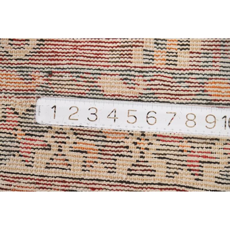 Red Geometric Distressed Bakhtiari Persian Vintage Wool Carpet - 5'0"x 10'1"