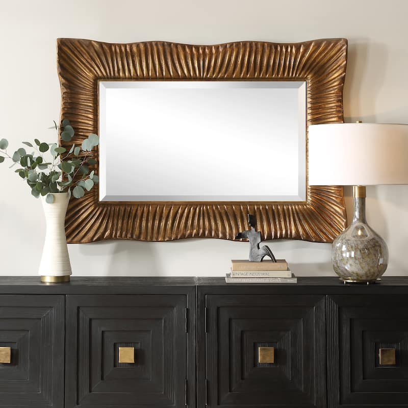 Uttermost Emerson Scalloped Antique Gold Mirror - 51'' H X 36.25'' W X 2.5'' D