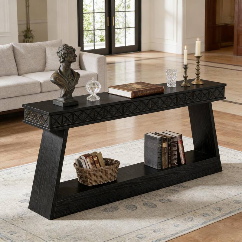 2-Tiered Versatile Entryway Console Table - Black
