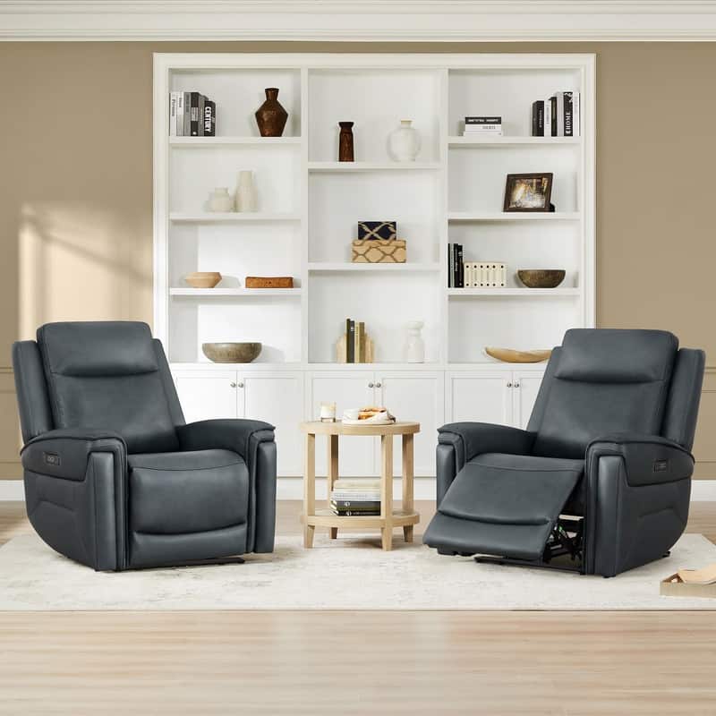 Spruce & Spring Dual Motors Genuine Leather Zero Gravity Recliner with Power Headrest