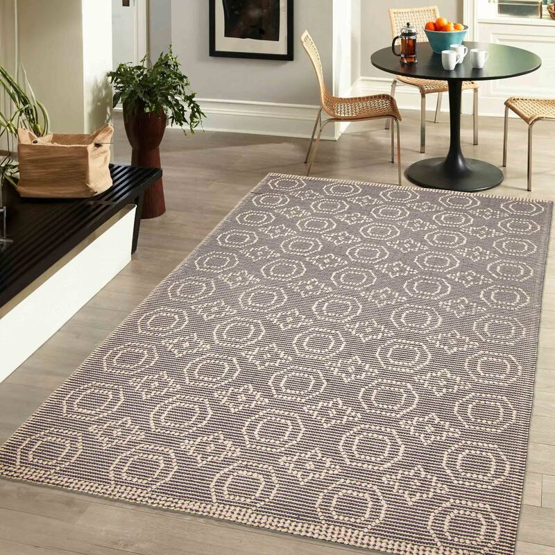 ECARPETGALLERY Braid weave Sienna Grey Wool Rug - 5'1 x 8'1