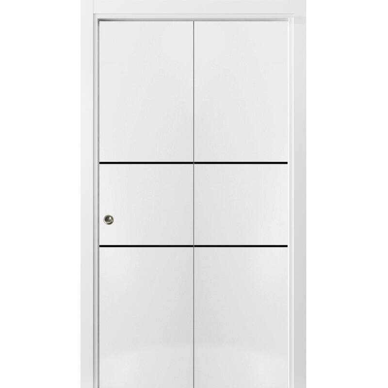 Bi-fold Doors 36 x 80 Planum 0014 White Silk with Sturdy Tracks - 64" x 80" ( 2* 32x80)