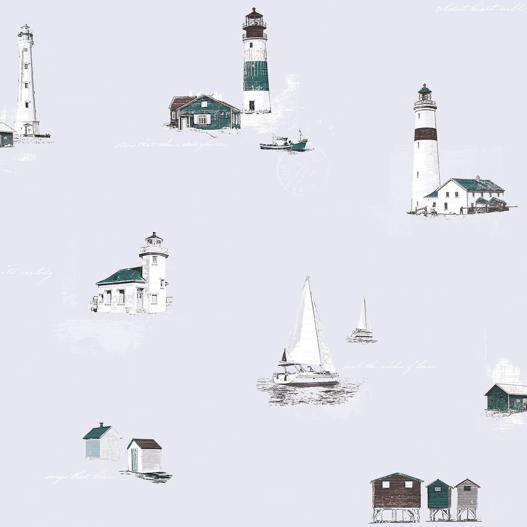 Galerie Wallcoverings Deauville 2 Beach Huts and Lighthouses Non-woven Matte Wallpaper Roll