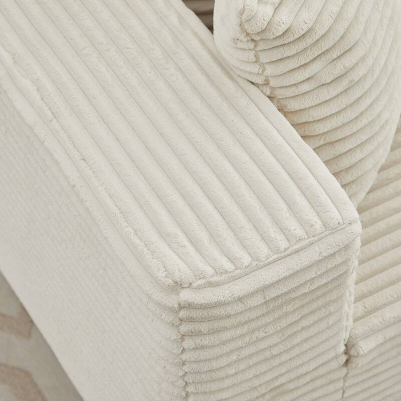 Modular Sectional Sofa with L-Shape Chaise, Oversized Corduroy Upholstered Cloud Sofa, Deep Seat Sofa with 2 Throw Pillows