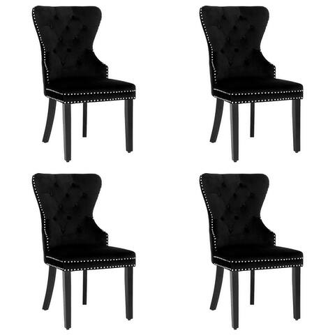 Grandview Tufted Wingback Dining Chair (Set of 4) with Nailhead and Ring Pulls