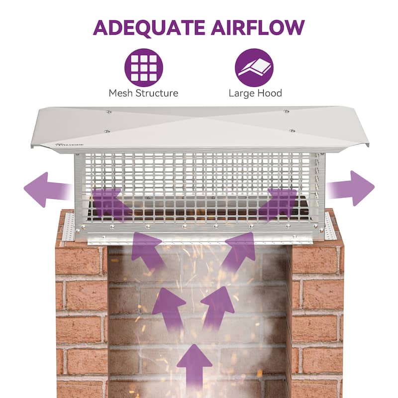 17" x 29" Chimney Cap with Adjustable Metal Strips
