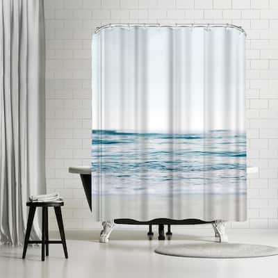 Blue Wave And Sand 1 by Artvir - Shower Curtain - Americanflat