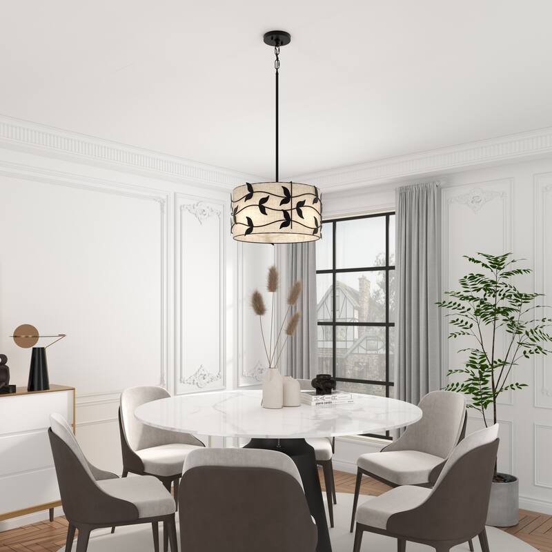 Acroma 4-light Gold/Black Ceiling Cotton Drum Light