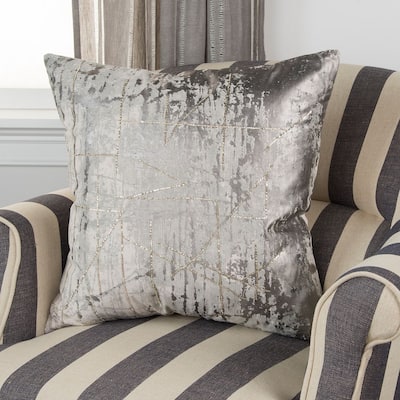 Rizzy Home Metallic Silver, Gold, and Grey Abstract Throw Pillow