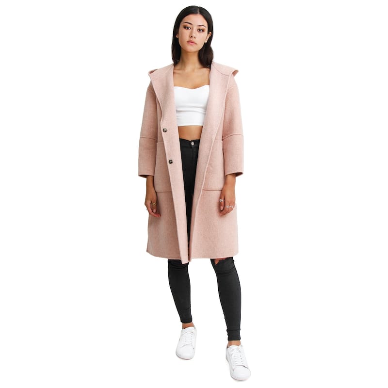 Walk This Way Wool Blend Oversized Coat - XL - Pink