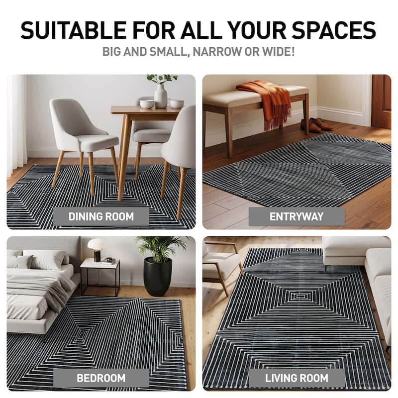 World Rug Gallery Bohemian Stripes Washable Non-Slip Area Rug