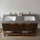preview thumbnail 5 of 9, Donostia 60" Vanity in Walnut with stone countertop Without Mirror