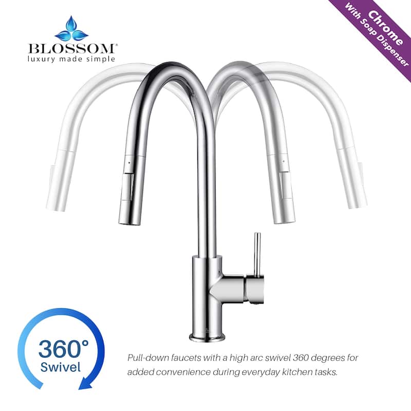 Blossom Solid Pull-Down Kitchen Faucet w/ 360 Swivel, Single Handle