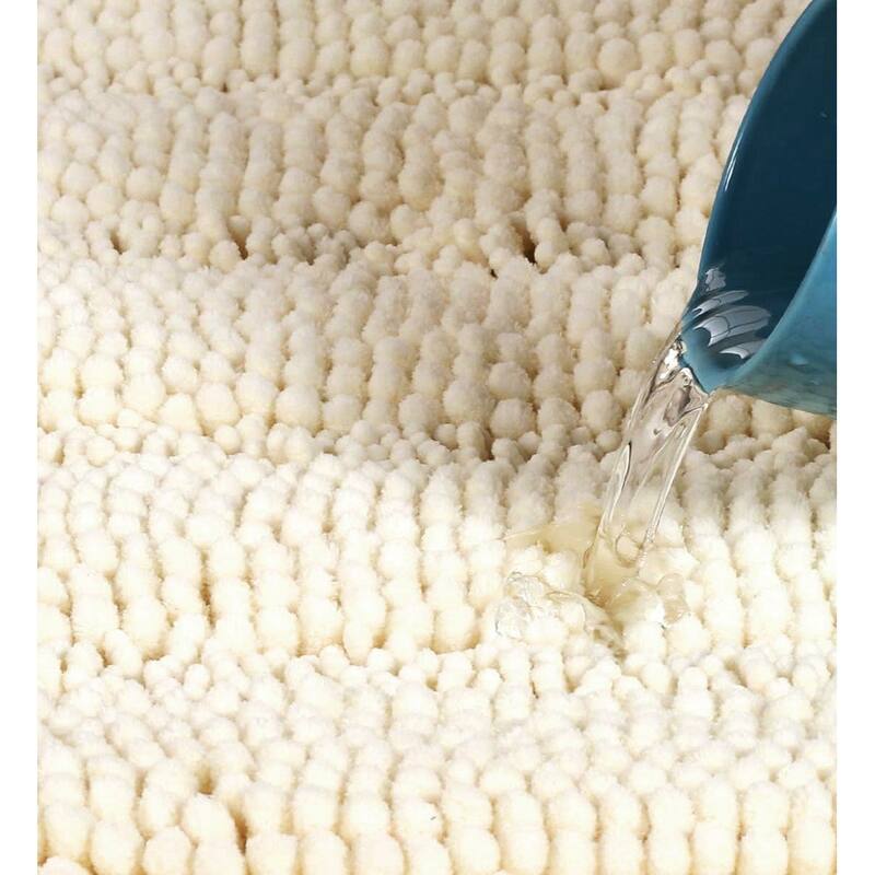 24"x16" - Cream Soft Cozy Plush Chenille Bath Mat Bathroom Rug
