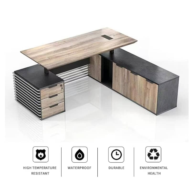 Adjustable Height Executive L Shaped Standing Desk w/ Cable Box Drawers Cabinets Outlet - 86.6" - Multi-Right Return