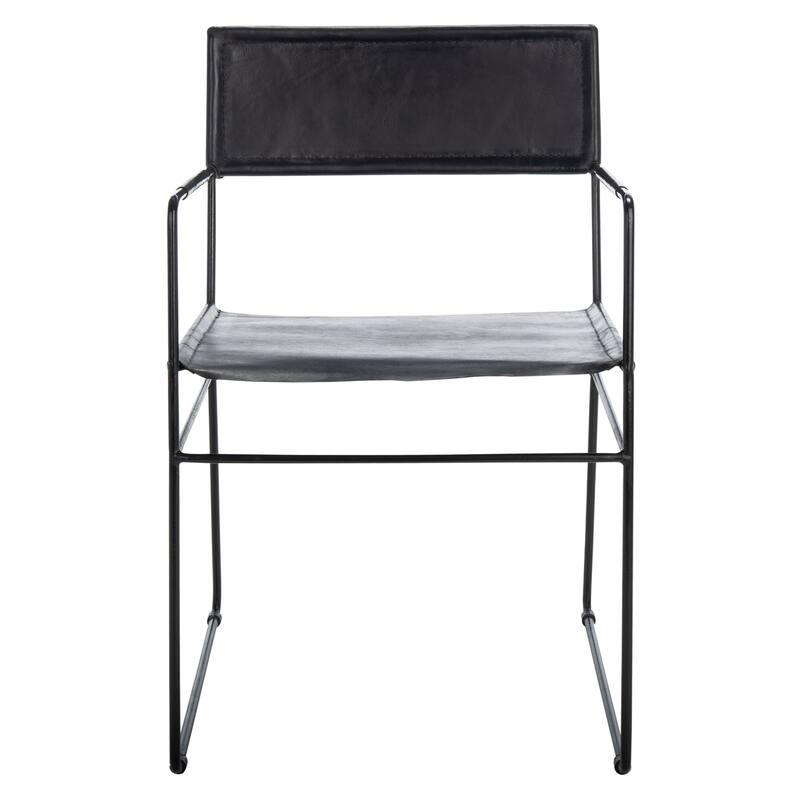 SAFAVIEH Bernardine Leather Dining Chair (Set of 2) - 21.7" W x 19.7" L x 31.9" H - 22Wx20Dx32H