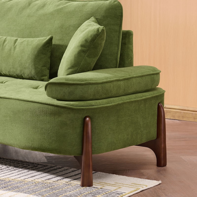 103-inch Green Foam Sofa with Pillows for Multiple Spaces