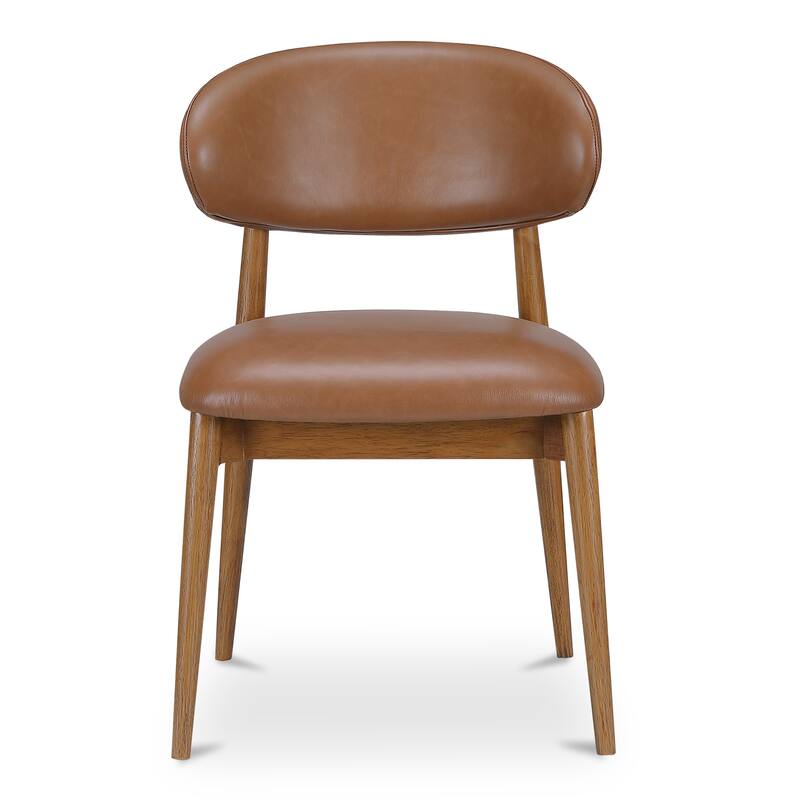 NADAAL STUDIOS Aldric Dining Chair, Winged Backrest, Top-Grain Leather Upholstery, Brown - Brown Leather