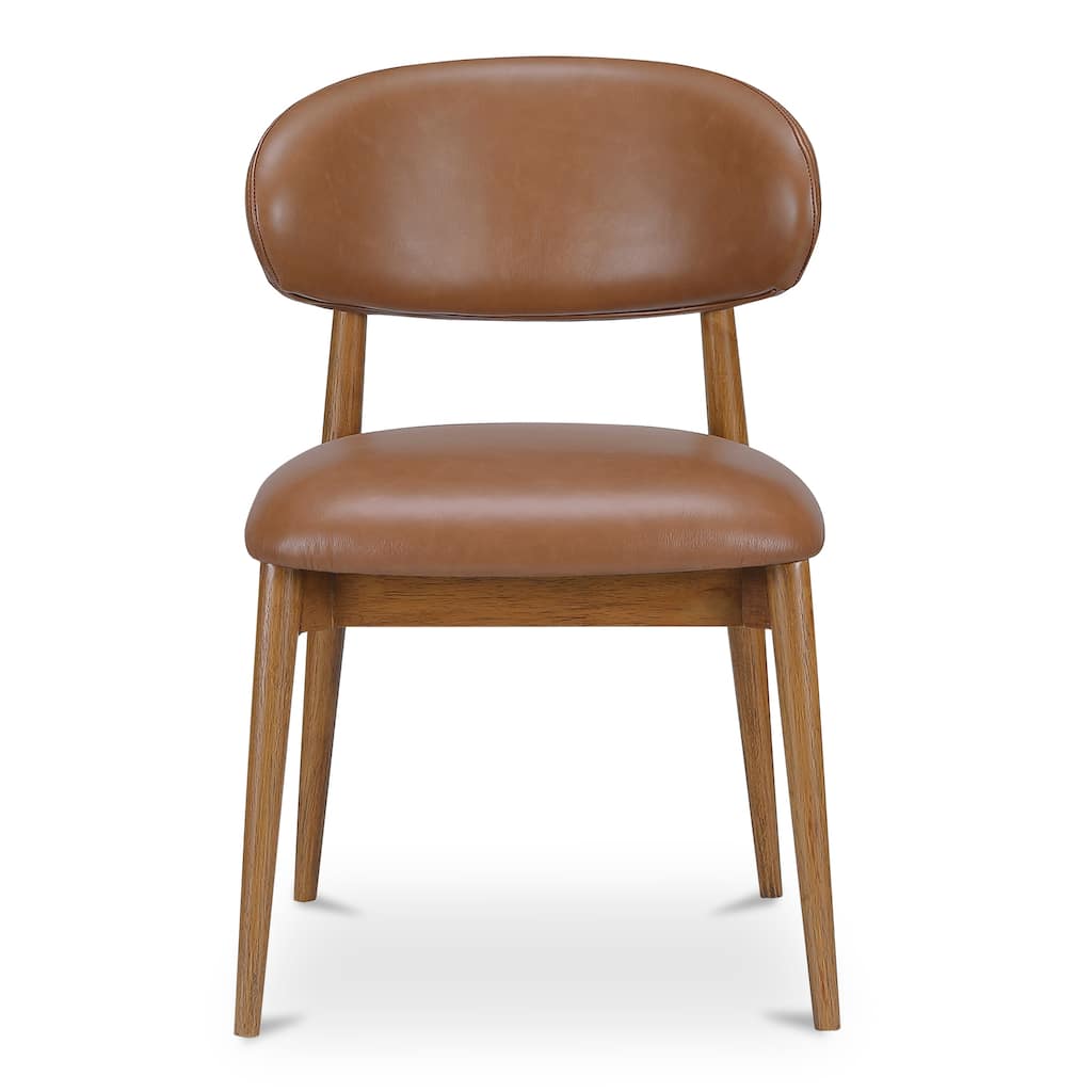 NADAAL STUDIOS Aldric Dining Chair, Winged Backrest, Top-Grain Leather Upholstery, Brown