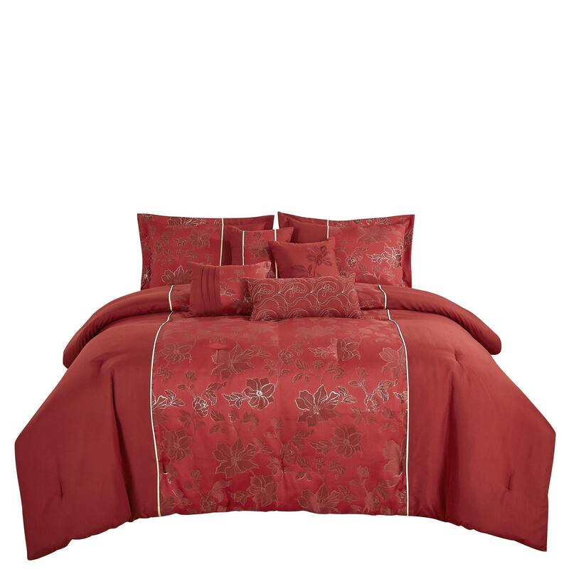 Shatex Dalia 7PC Bedding Comforter Set All-season Reversible Bed in a Bag